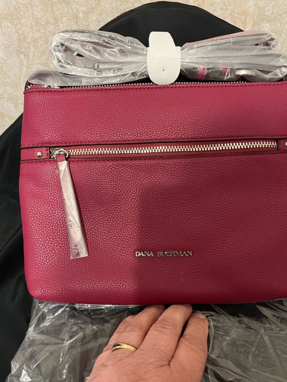 Dana Buchman Magenta Crossbody Bag with Front Zip